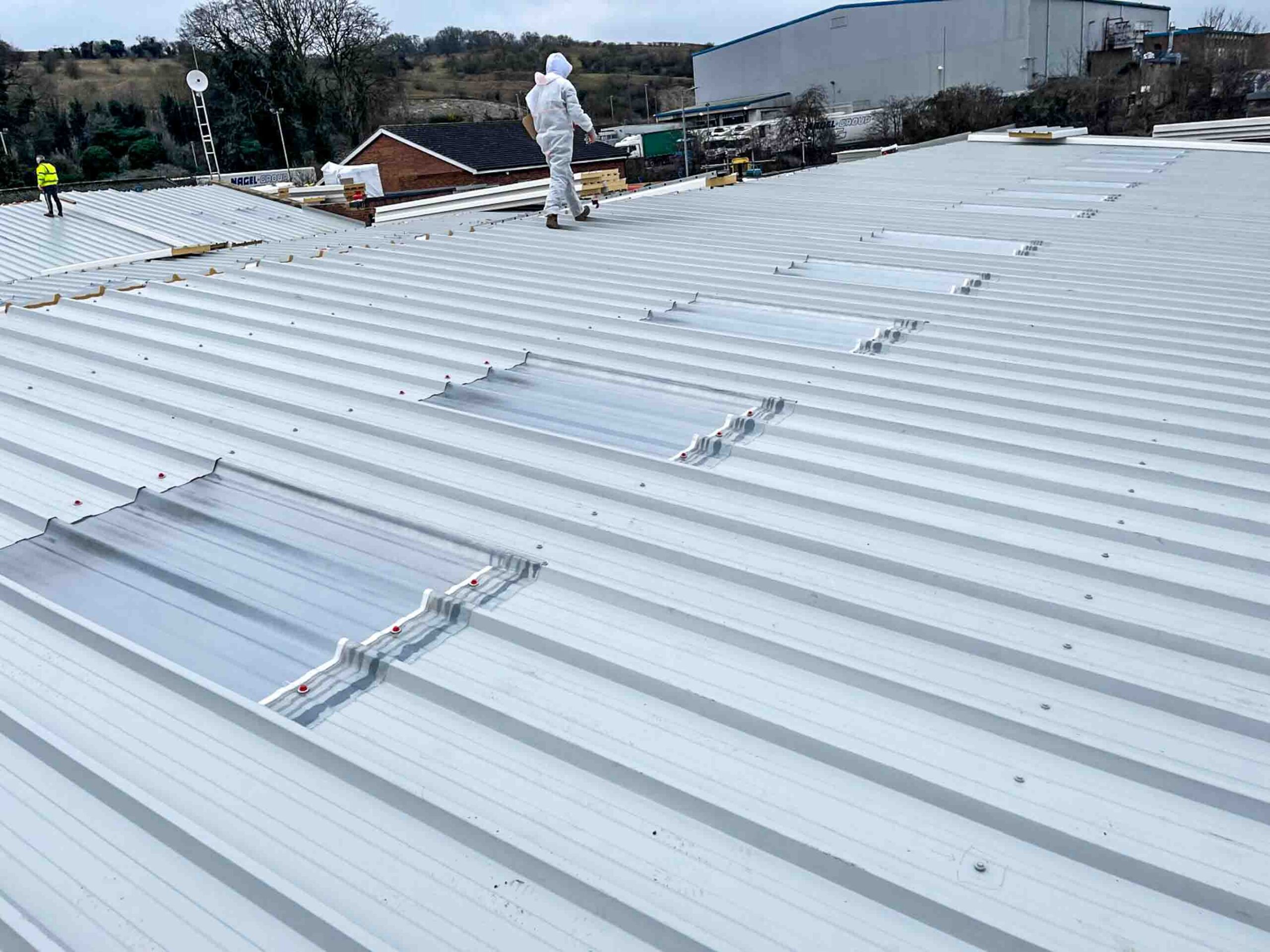 Corrugated roof of warehouse